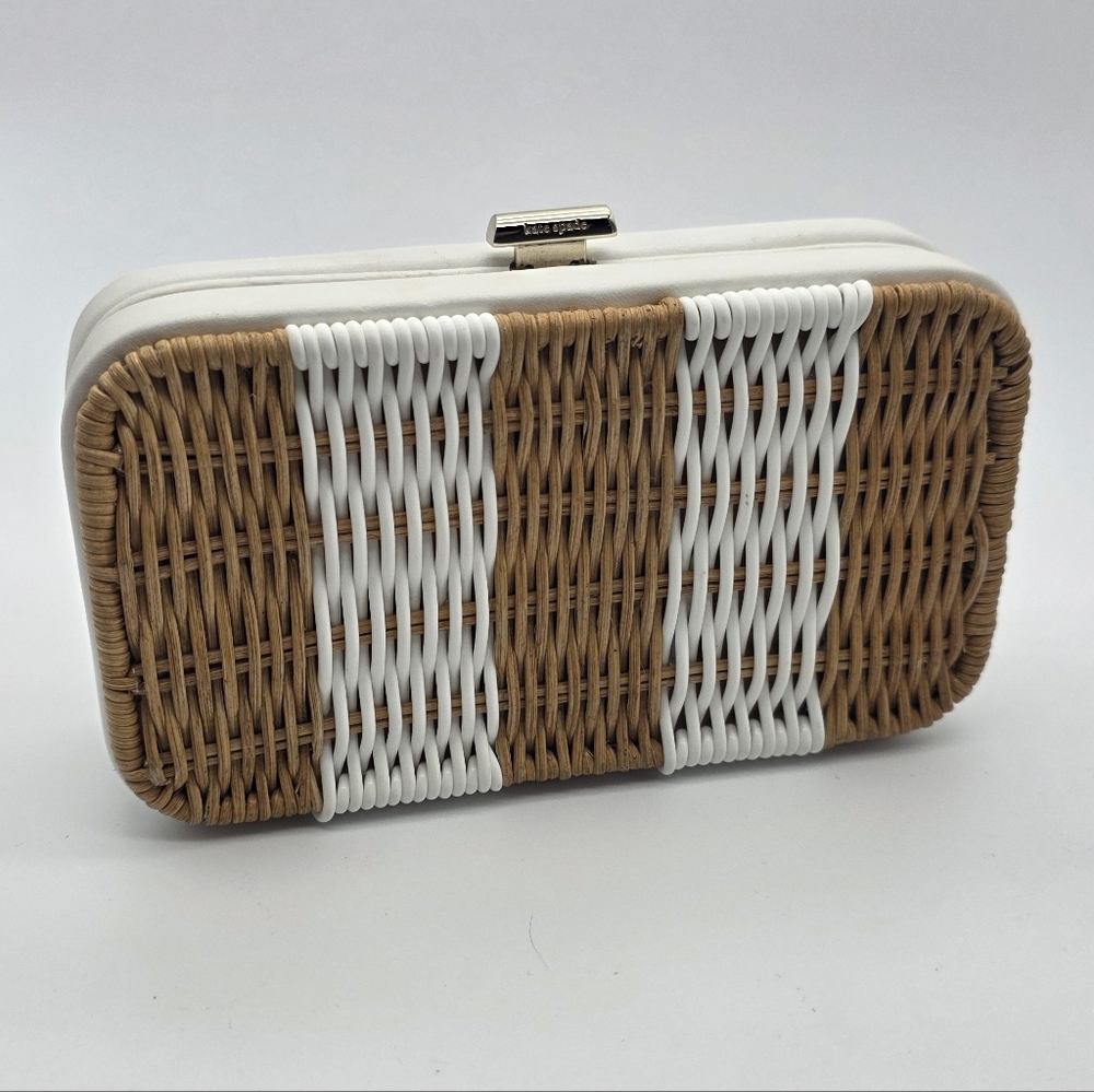 Kate Spade White and Tan Woven Clutch